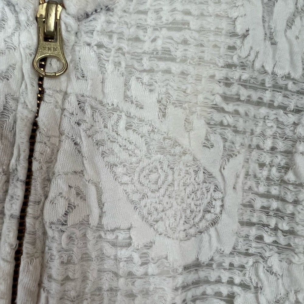 Free People White Lace Cropped Jacket Full Zipper Jacket Size Small - Picture 4 of 12